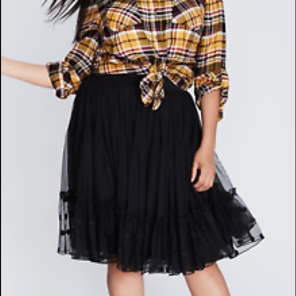 Lane Bryant Dresses & Skirts - Lane Bryant Skirt Black Polka Dot Sheer Layered
